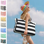 Strandtasche Canvas Gestreift mit Reißverschluss -    Zorenza