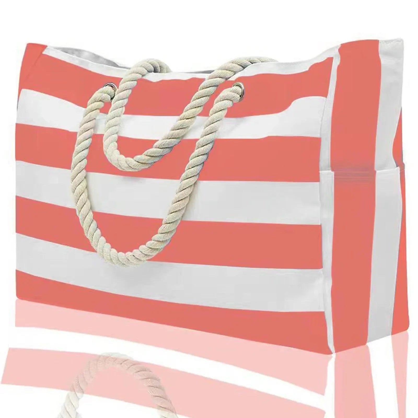 Strandtasche Canvas Gestreift mit Reißverschluss -    Zorenza
