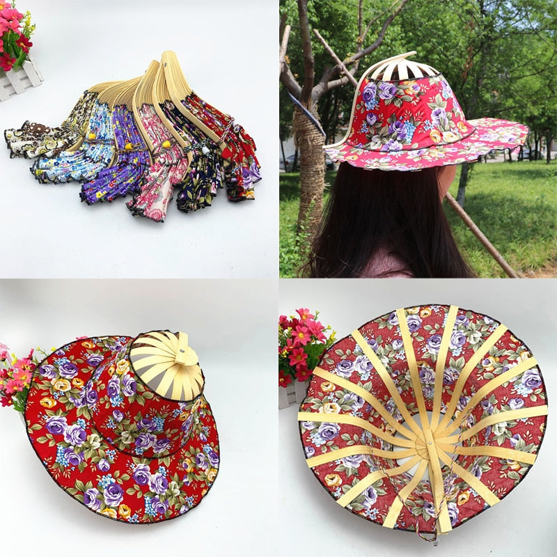 Faltbarer Sonnenhut Bambus mit Blumenmuster -    Zorenza
