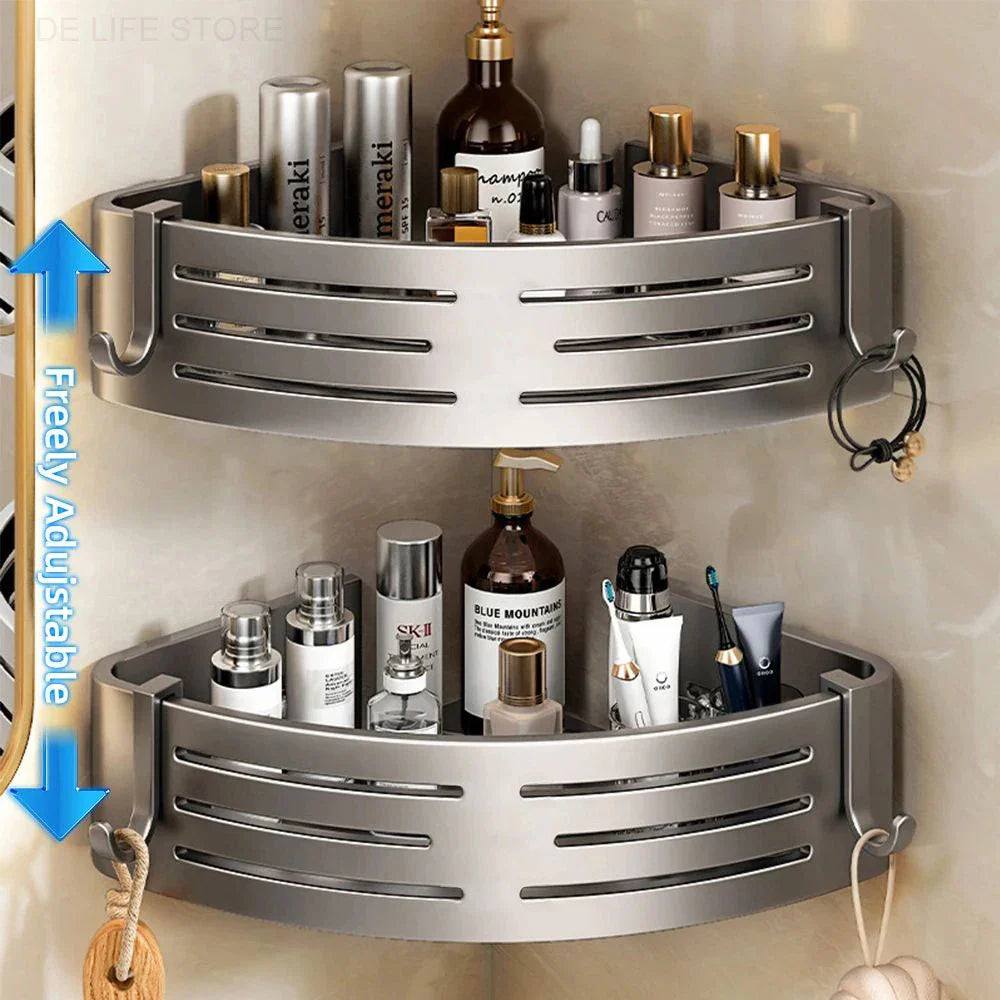 Duscheckregal 2er-Set – Bohrlochfreie Wandmontage mit Haken Zorenza