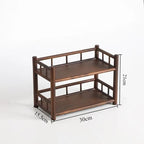 Dubbellaags massief houten theeservies organisator displayplank, geen montage nodig, aanrecht opbergstandaard voor theetafel decor Zorenza