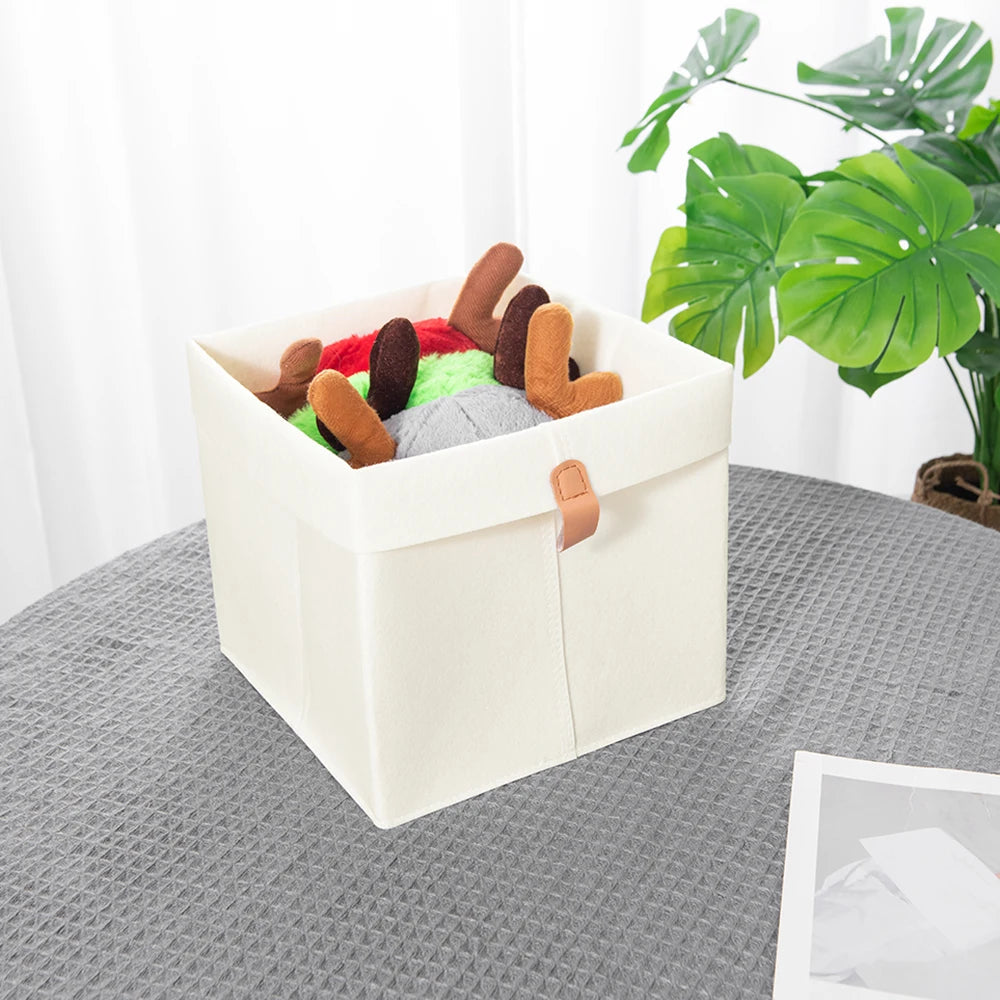 Filz-Aufbewahrungsbox mit Deckel und Ledergriff -    Zorenza