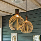 Pendelleuchte Holz mit Lamellenschirm -    Zorenza