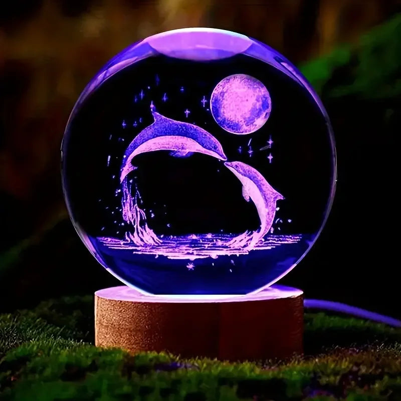 Kristallglaskugel mit 3D-Lasergravur & Farbwechselnder LED-Basis Zorenza