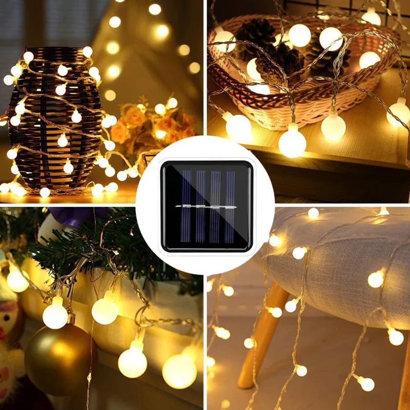 Solar-Lichterkette mit warmweißen LEDs für Garten und Terrasse -    Zorenza