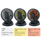 Auto-Ventilator 12V/24V/5V – Drehbar mit Zigarettenanzünder oder USB -    Zorenza