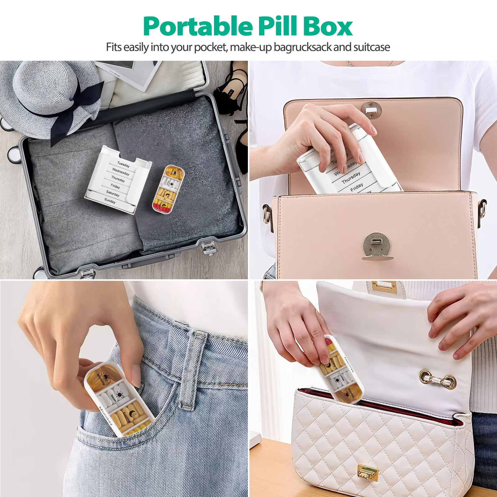 7-Tage Pillenbox mit Tageslabels Zorenza