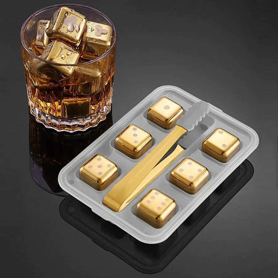 Whisky-Kühlsteine Edelstahl Würfel Gold -    Zorenza