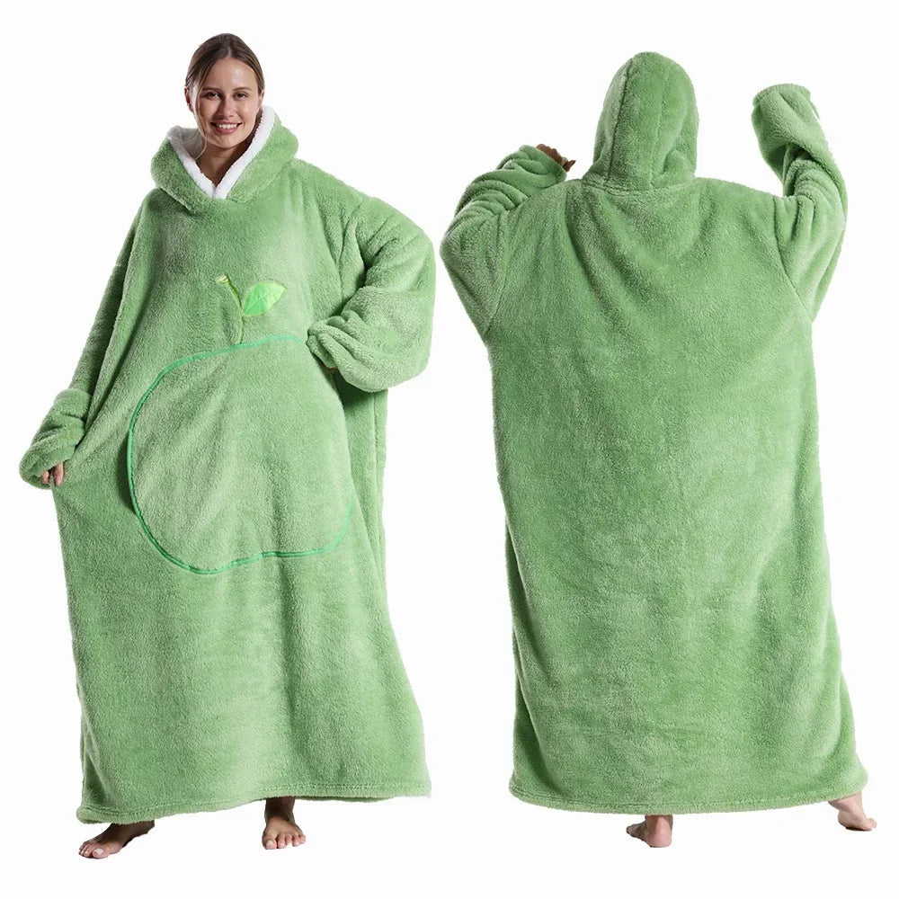 Kapuzendecke Sherpa Fleece Übergröße mit Ärmeln und Tasche -    Zorenza