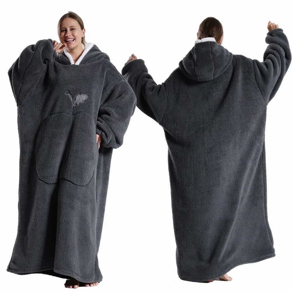 Kapuzendecke Sherpa Fleece Übergröße mit Ärmeln und Tasche -    Zorenza