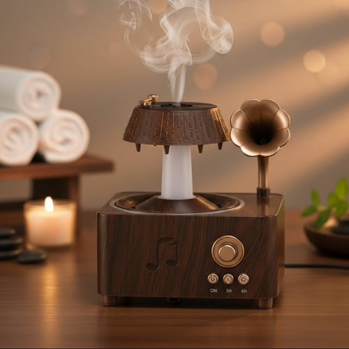 Aroma-Diffuser mit Vintage-Grammophon-Design und Regenwasser-Effekt -    Zorenza