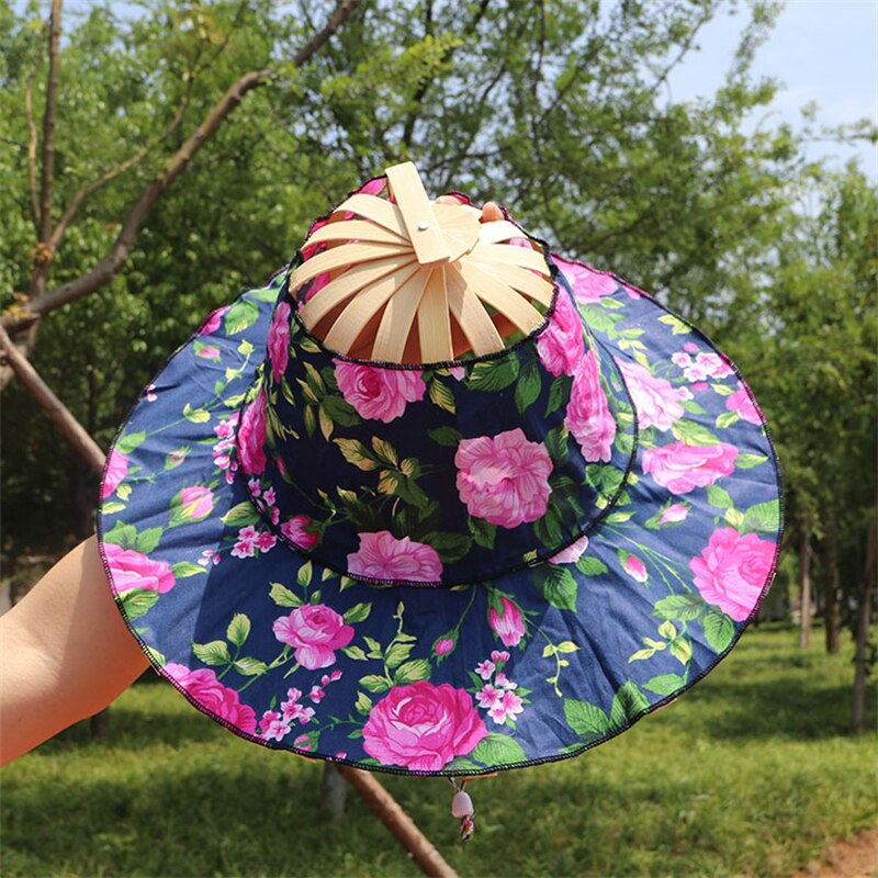 Faltbarer Sonnenhut Bambus mit Blumenmuster -    Zorenza