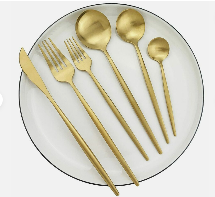Besteckset Edelstahl 18/10 mit Titan-Finish – Minimalistisches Design -    Zorenza