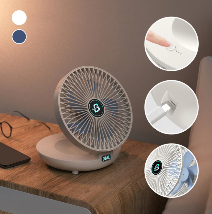 Tischventilator USB – Kompakt, leise, wiederaufladbar -    Zorenza