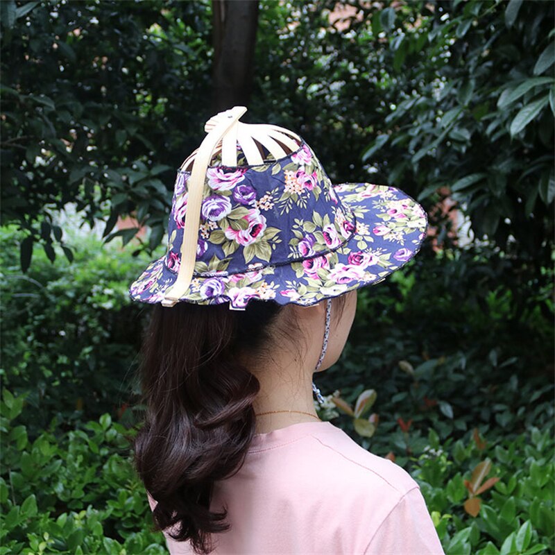 Faltbarer Sonnenhut Bambus mit Blumenmuster -    Zorenza