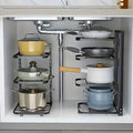 Verstelbare Pottenrek Organizer, Keuken Roestvrijstalen Pot Opbergrek, Meerlaagse Huishoudelijke Pot en Pan Organizer voor Keuken Zorenza