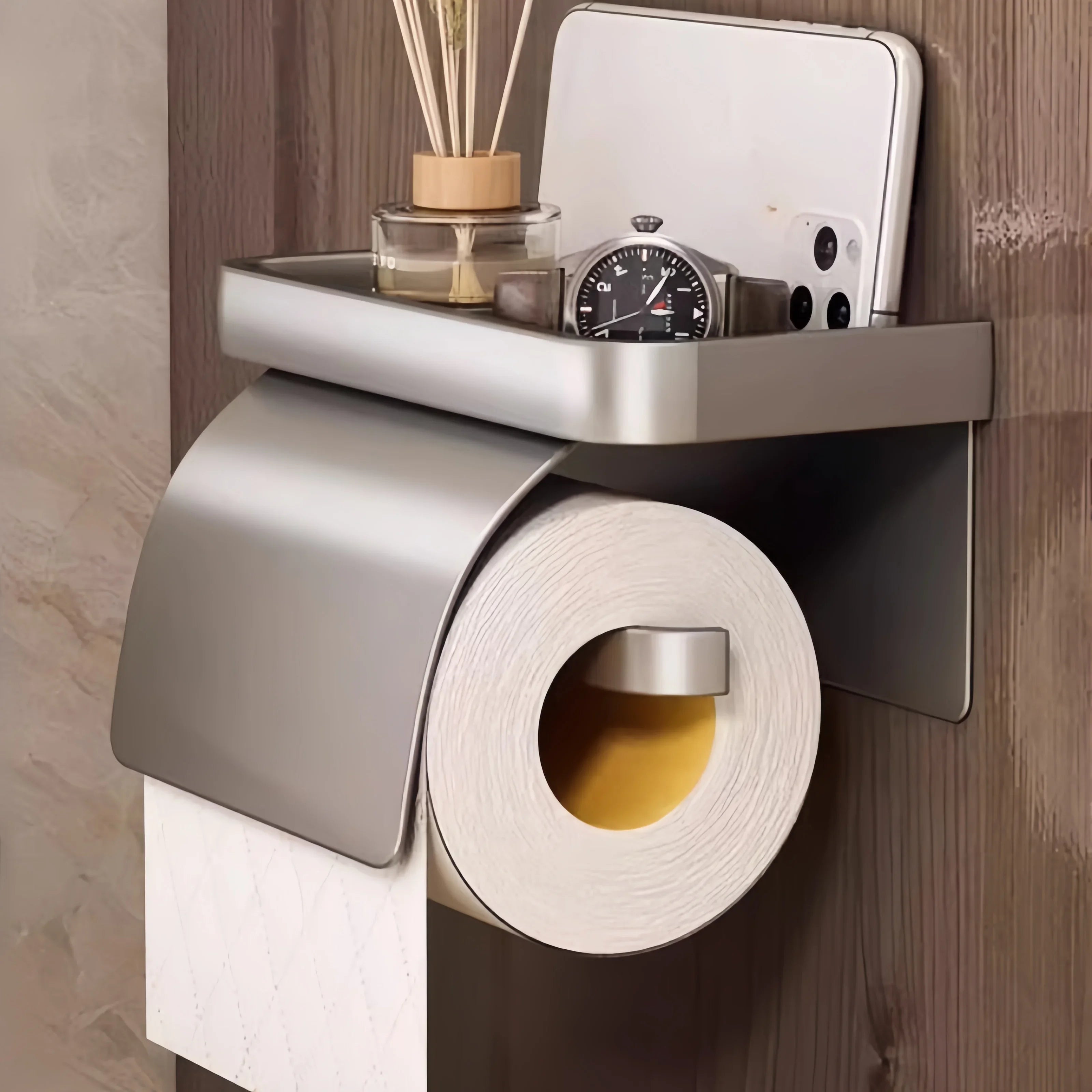 Toilettenpapierhalter mit Ablage – Papier bleibt trocken, alles griffbereit Zorenza