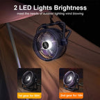 Campingventilator mit 20000mAh Akku und LED-Licht -    Zorenza