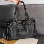 Schwarze Handtasche aus PU-Leder mit Vintage-Waschung Zorenza