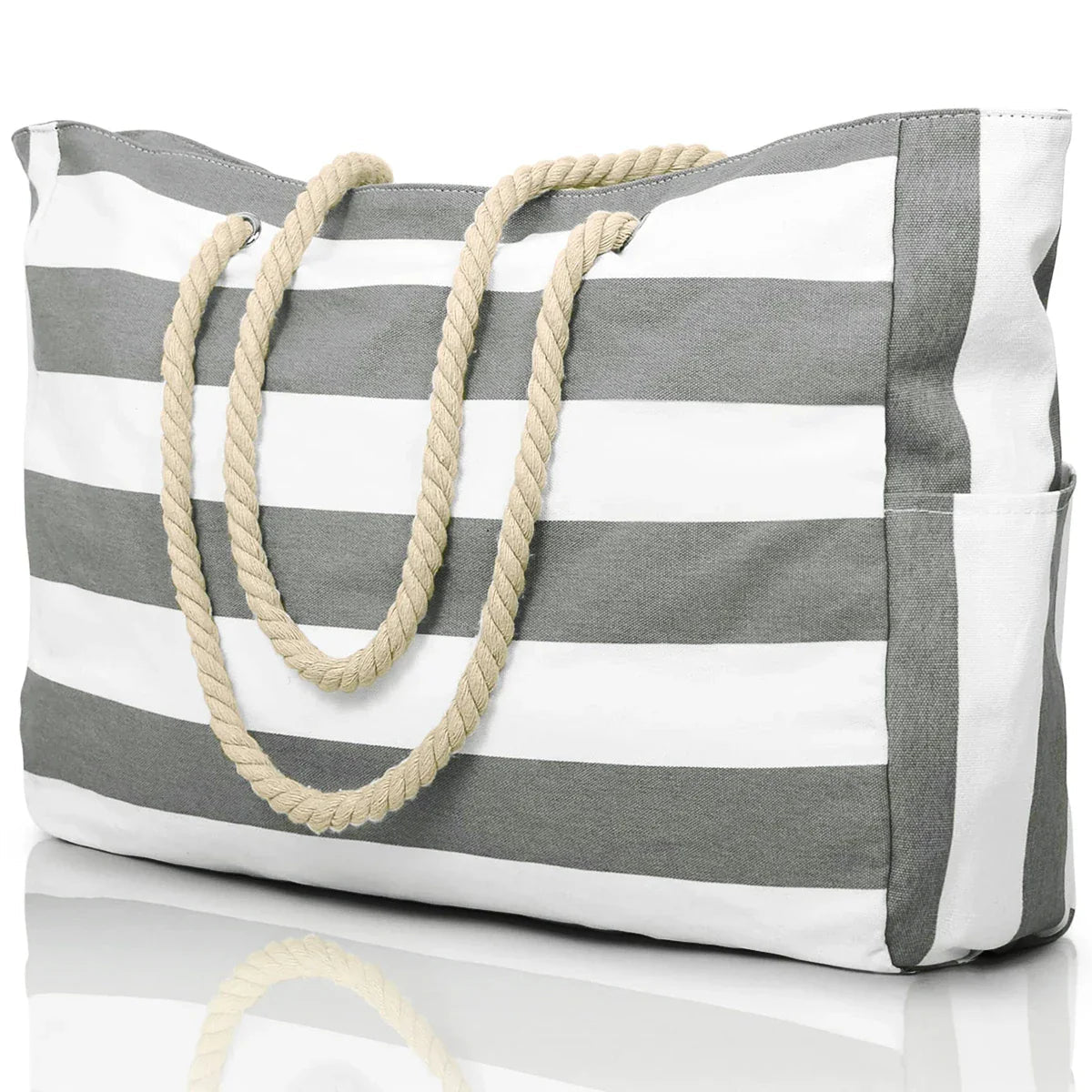Strandtasche Canvas Gestreift mit Reißverschluss -    Zorenza