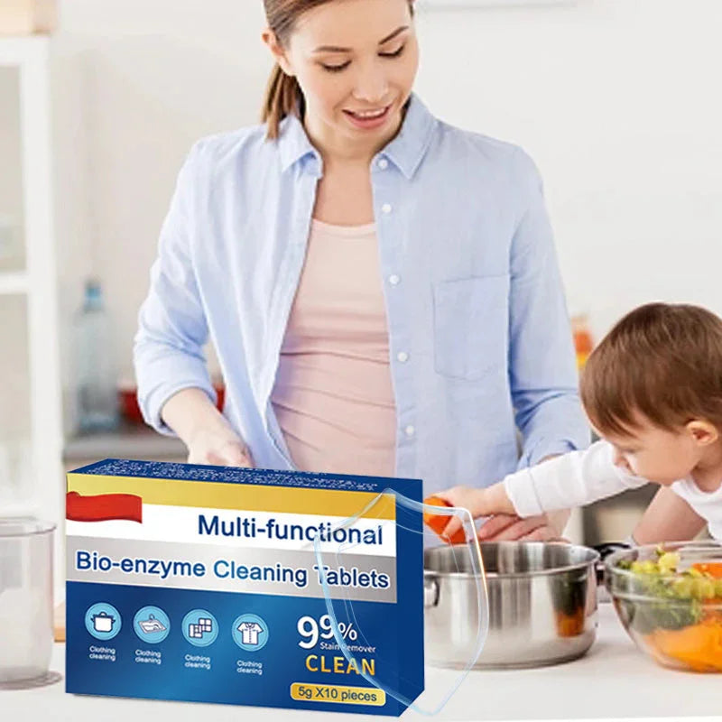 Multifunktionale Bio-Enzym-Reinigungstabletten, Waschmaschine, Wäschereinigung, Brausetabletten, Stoffe, Kleidung, Reinigungswerkzeug Zorenza
