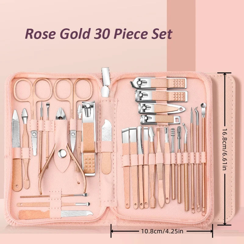 30 stks manicure set draagbare roestvrijstalen nagelknipper trimgereedschap schoonheid pedicure kit vingerverzorging nagelknipper schaar set Zorenza