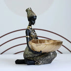 Dekorationsschale Afrikanisch Gold mit Figur -    Zorenza