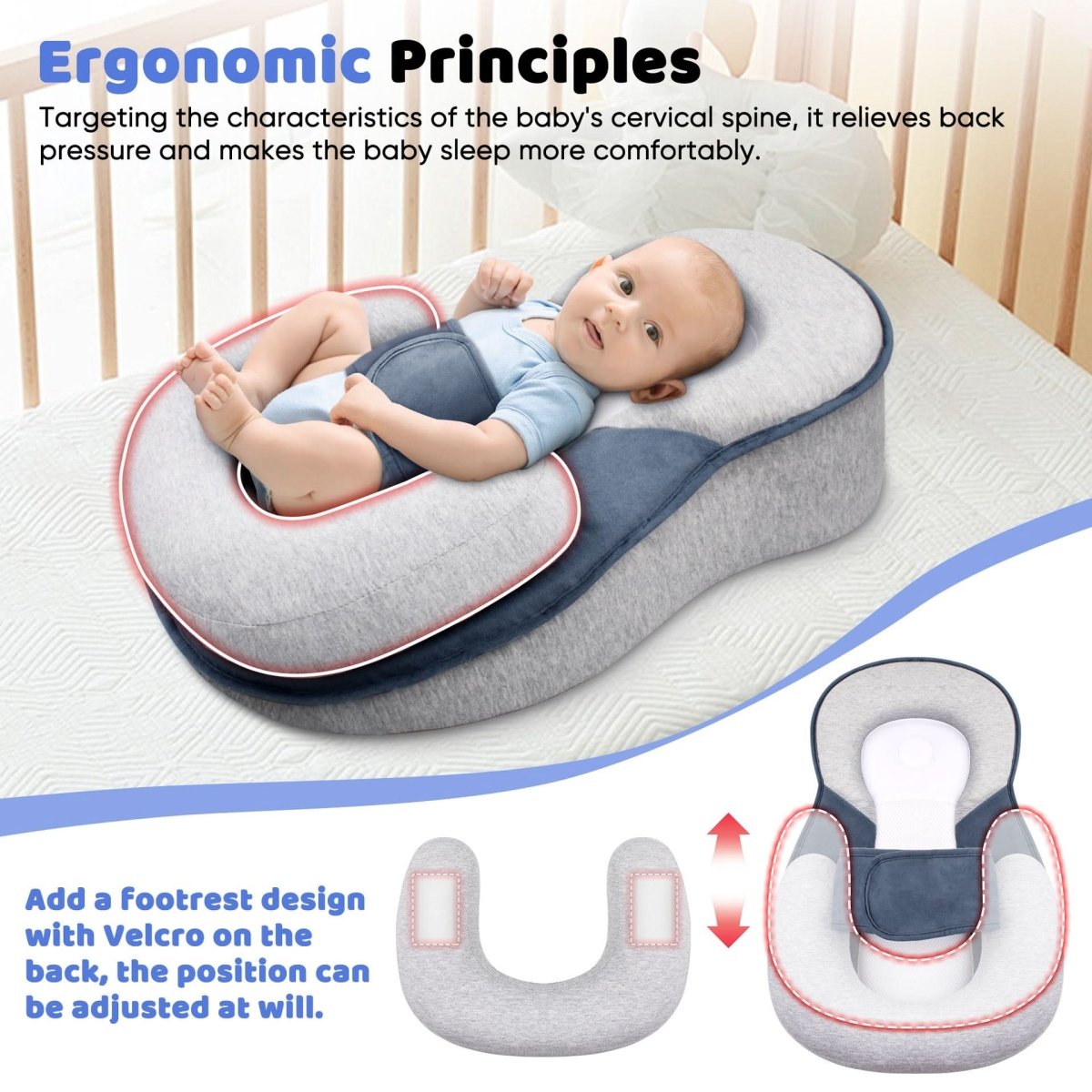 Baby-Lagerungskissen Ergonomisch – Sicherer Schlaf -    Zorenza