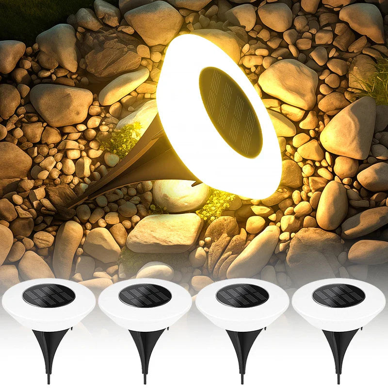 Solar-Bodenleuchte mit 14 LEDs und 360°-Bodenbeleuchtung – 4er-Set Zorenza