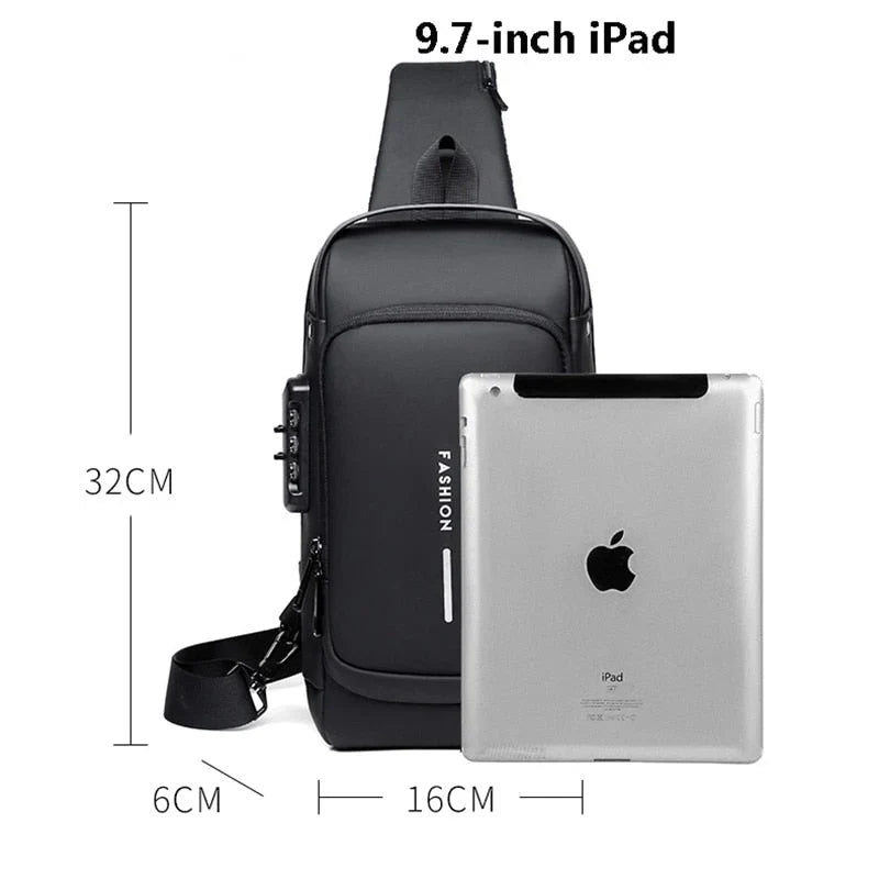 Crossbody-Bag mit USB-Anschluss & Zahlenschloss – Diebstahlsicher Zorenza