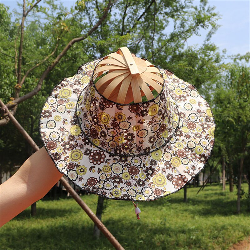 Faltbarer Sonnenhut Bambus mit Blumenmuster -    Zorenza