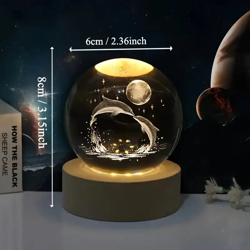 Kristallglaskugel mit 3D-Lasergravur & Farbwechselnder LED-Basis Zorenza