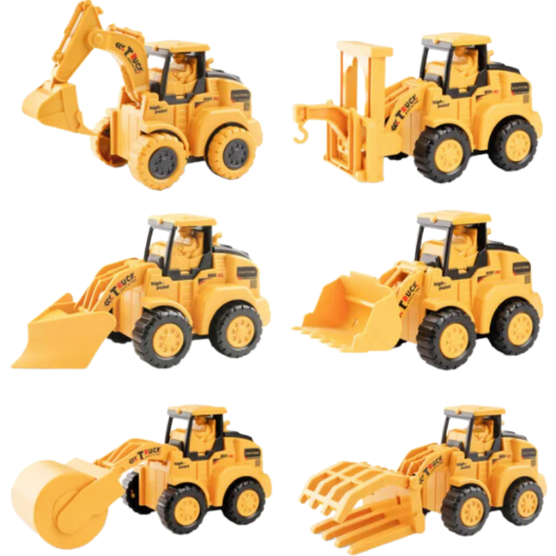 Baufahrzeug-Set aus robustem Kunststoff – 6 Fahrzeuge -    Zorenza