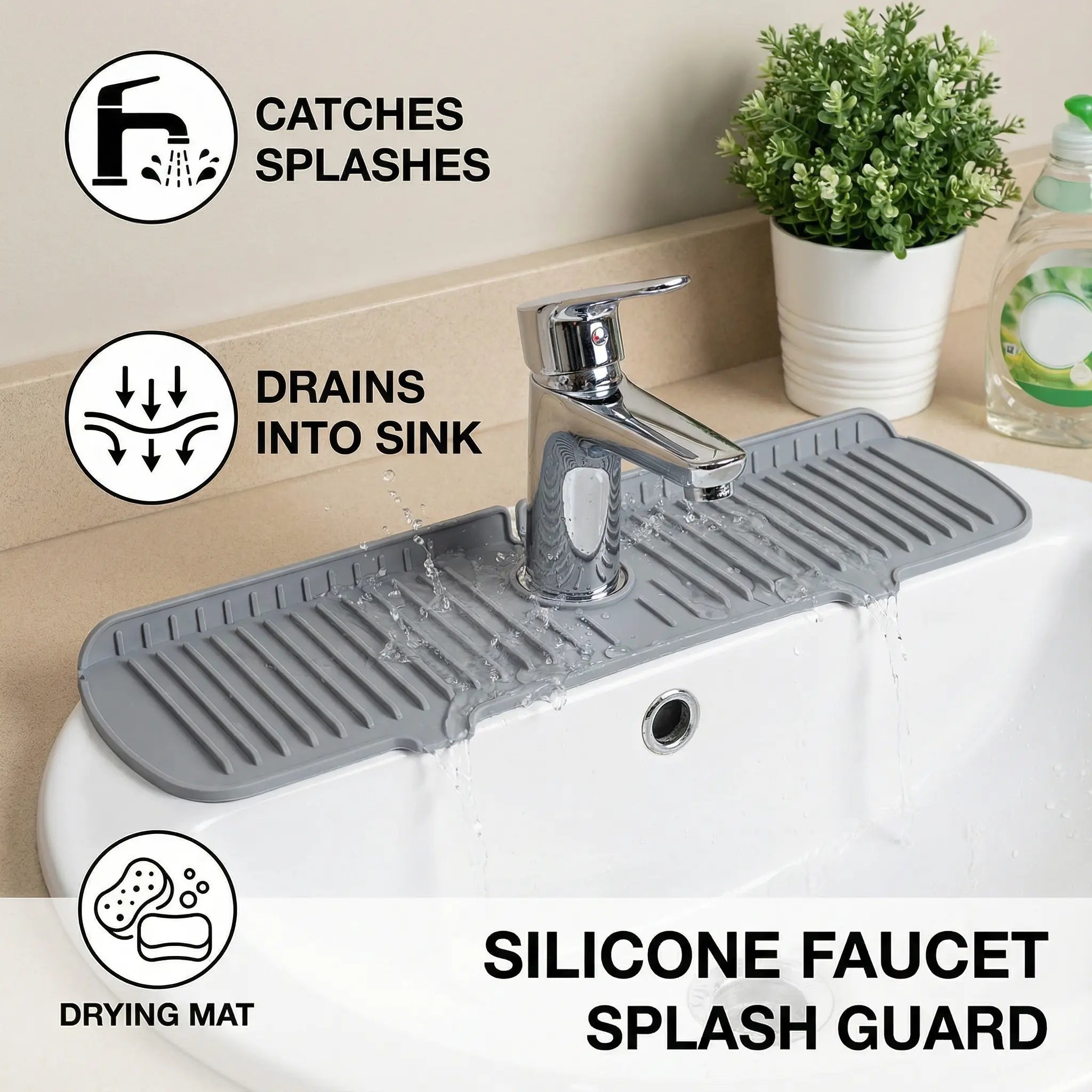 Silikon-Abtropfmatte für Wasserhahn Zorenza