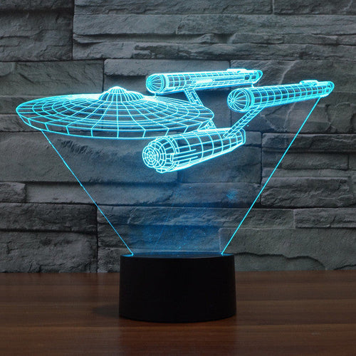 3D Illusionslampe Enterprise Raumschiff – LED Multicolor -    Zorenza