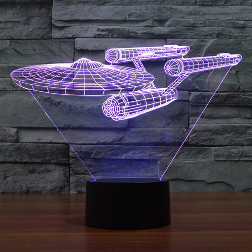 3D Illusionslampe Enterprise Raumschiff – LED Multicolor -    Zorenza