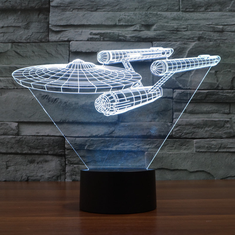 3D Illusionslampe Enterprise Raumschiff – LED Multicolor -    Zorenza