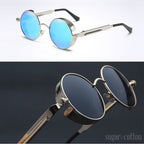 Runde Steampunk-Sonnenbrille mit Seitenschutz Zorenza
