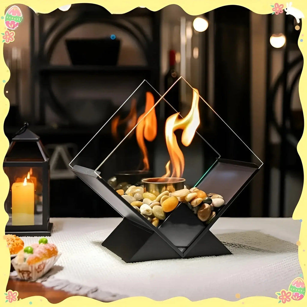 Tischkamin mit Steindeko und Bio-Ethanol-Flamme Zorenza