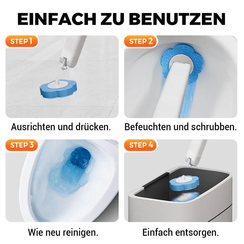 Toilettenbürste mit Reinigungsmittel und Wechselköpfen (18 Schwammköpfe) Zorenza