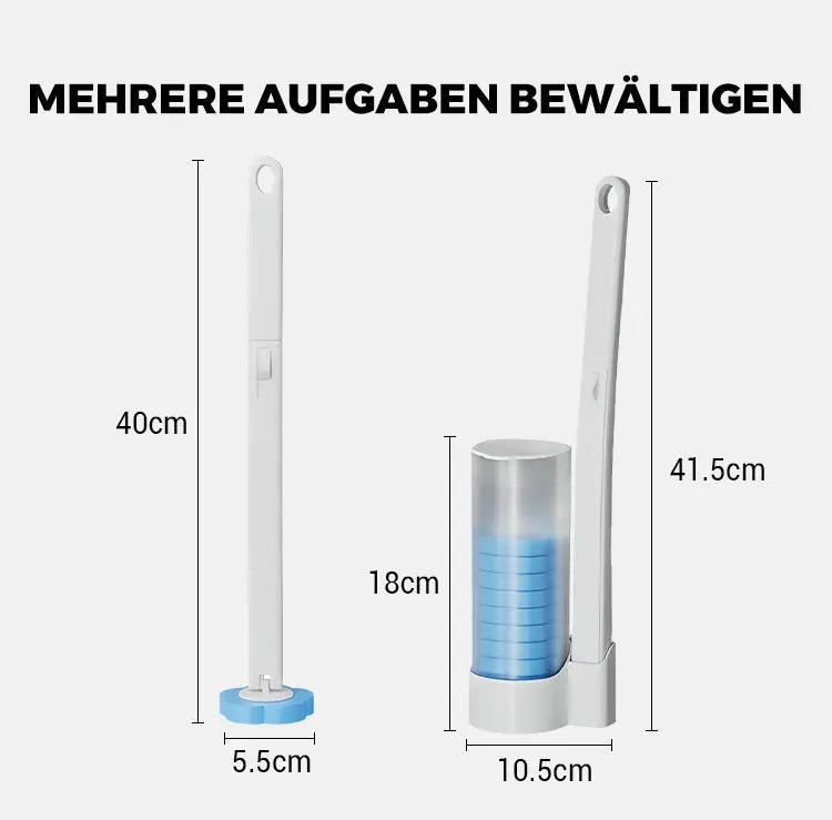 Toilettenbürste mit Reinigungsmittel und Wechselköpfen (18 Schwammköpfe) Zorenza