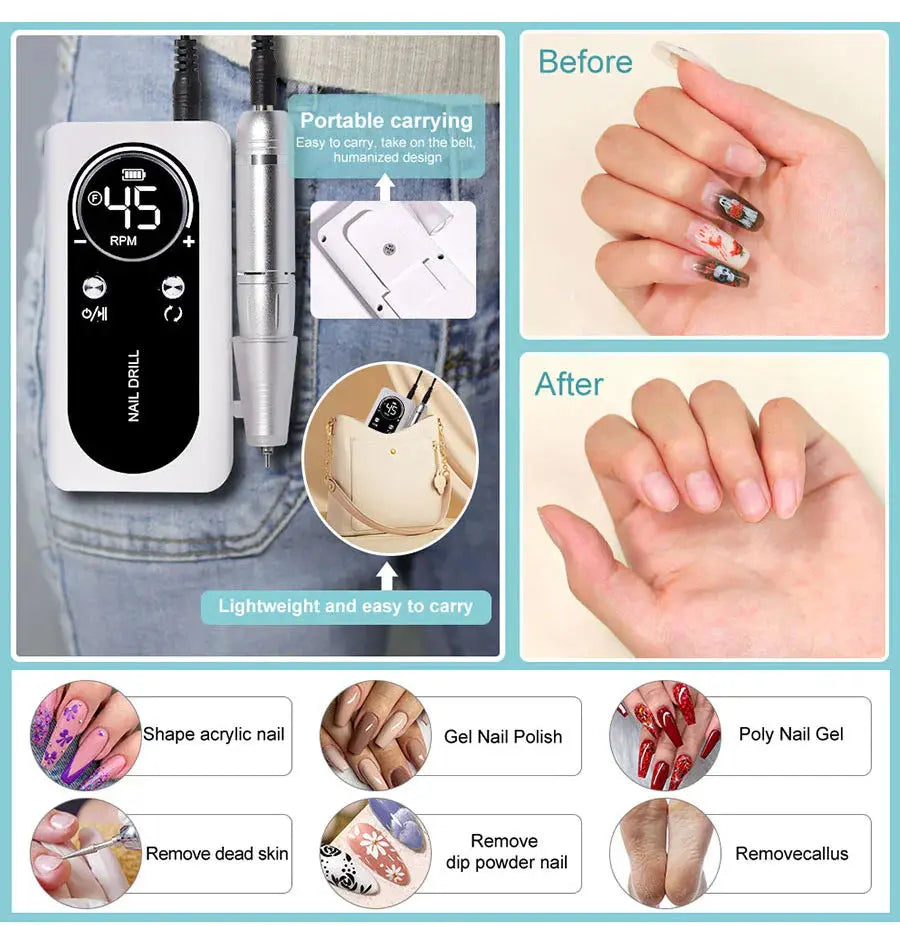 Tragbare Elektrische Nagelfräse – Professionelle Ergebnisse zu Hause Zorenza