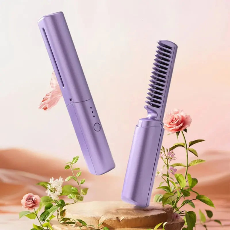 Tragbare Haarglättbürste – Kamm & Glätteisen in einem für schnelles Styling unterwegs Zorenza