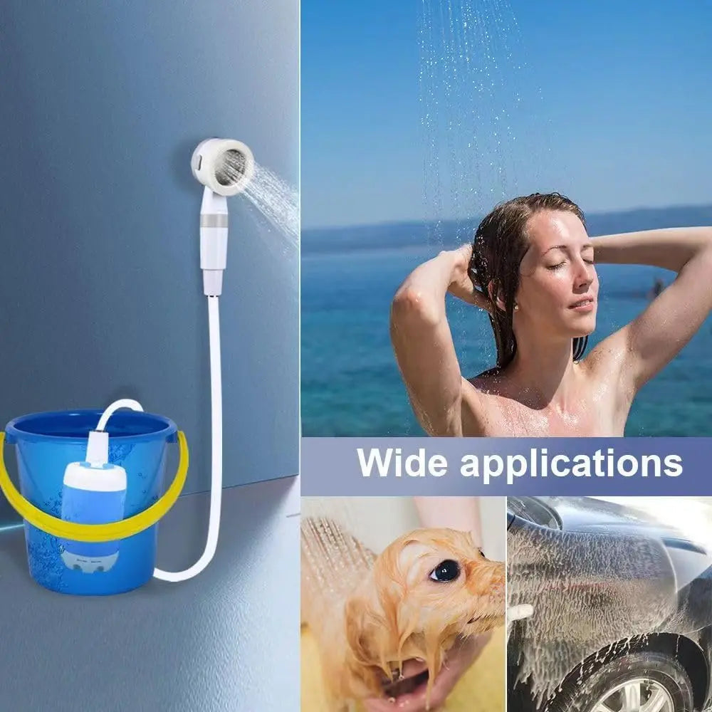 Camping-Dusche USB wiederaufladbar – ABS-Kunststoff mit verstellbarem Strahl, 180 cm Schlauch, 45-60 Min Laufzeit für Outdoor – Zorenza
