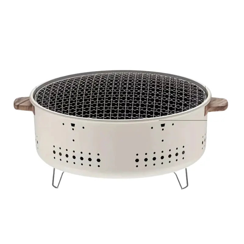 Tragbarer Holzkohlegrill mit belüftetem Korpus & Holzgriffen Zorenza