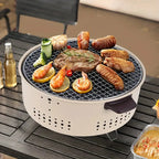 Tragbarer Holzkohlegrill mit belüftetem Korpus & Holzgriffen Zorenza