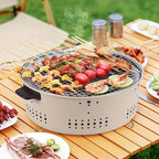 Tragbarer Holzkohlegrill mit belüftetem Korpus & Holzgriffen Zorenza