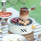 Tragbarer Tisch-Holzkohlegrill mit Holzgriffen – 28 cm Zorenza