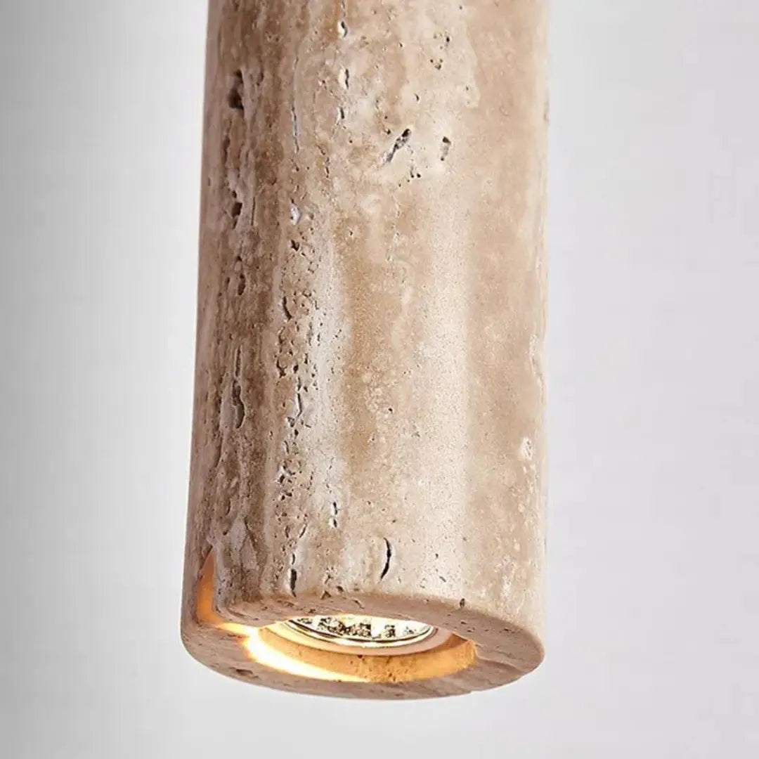 Travertin-LED-Pendelleuchte – Minimalistischer Wabi-Sabi-Stil, Warmweiß Zorenza
