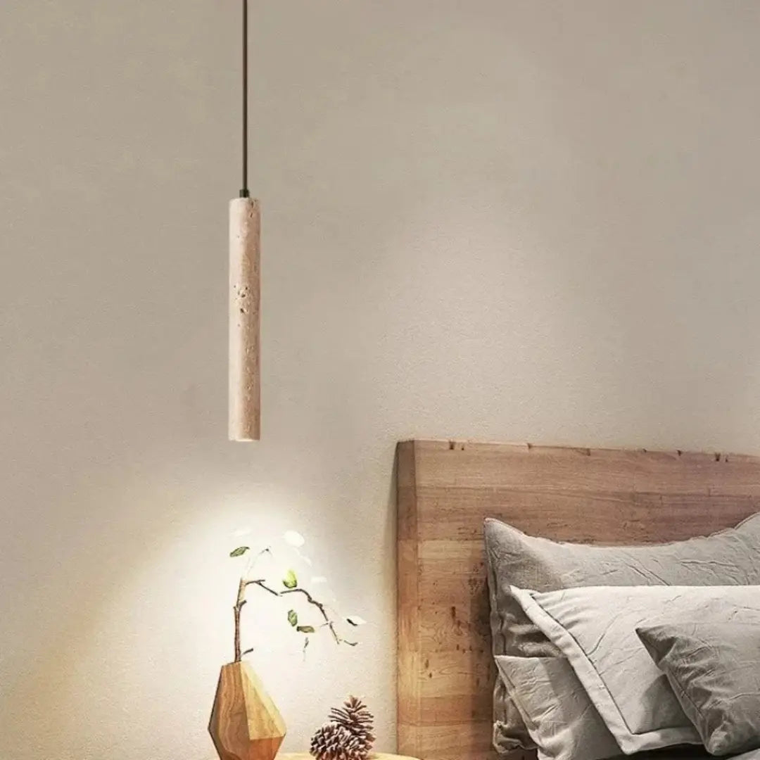 Travertin-LED-Pendelleuchte – Minimalistischer Wabi-Sabi-Stil, Warmweiß Zorenza